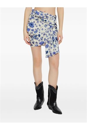 Gonna Corta Drappeggiata Ovia In Seta Stretch Con Stampa ISABEL MARANT | JU0422FCD1J11I30BU